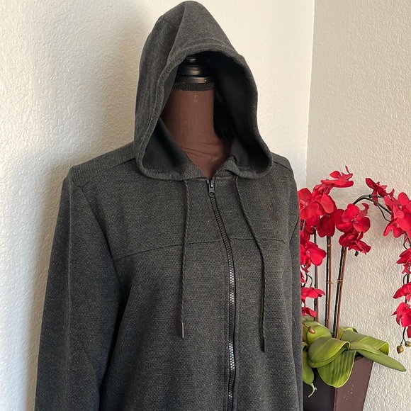 NWT Spyder Grey Full Zip Drawstring Hoodie Jacket Top - Picture 3 of 8